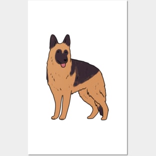 german shepherd dog drawing Posters and Art